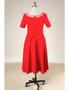Plus Size Simple Short Red Mother Of The Brides Dress With Sleeves