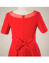 Plus Size Simple Short Red Mother Of The Brides Dress With Sleeves