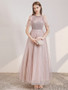 Shop Cheap 2021 Scoop Pastel Pink Sequin Lace Up Tulle Ruffles Prom Dress Under 147