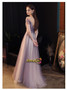 Shop 2021 Halter Tulle Purple Beading See Through Scoop Open Back Prom Dress Under 165