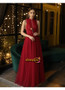 Shop 2021 Unique Red High Neck See Through Beading Zipper Up Sleeveless Prom Dress From Annakoo