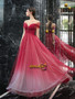Red Tulle Sequin Beading Short Sleeve Sparkle Lace Up Prom Dress