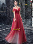 Shop 2021  Red Tulle Sequin Beading Short Sleeve Sparkle Lace Up Prom Dress Under 158