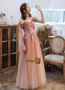 Pink Off The Shoulder Appliques Flower Bling Bling Sequin Prom Dress