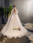 Shop 2021 Champagne Off The Shoulder Ruffles Beading Backless A Line Wedding Dress Under 259