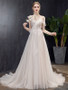 Shop 2021 V Neck Short Sleeve Tulle Appliques Backless Wedding Dress From Annakoo