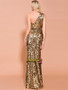 Shop 2021 Gold Sheath Column One Shoulder Sequin Ruffles Prom Dress Under 89