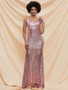 Shop Sexy 2021 Sheath Column Rose Gold Sequin Backless Prom Dress Under 89