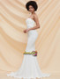 White Strapless Spandex Mermaid Sweep Train Prom Dress