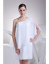 Beaded One Shoulder White Chiffon Short Mother Of Groom Dress