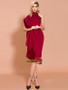 Burgundy High Neck Spandex Sheath Column Short Mini Cocktail Dress