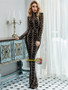 High Neck Black Mermaid Sequin Long Sleeve Prom Evening Dress