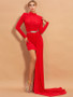 Shop 2021 Red High Neck Spandex A Line Prom Dress With Belt Under 89