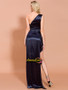 Shop 2021 Dark Navy Satin One Shoulder Ruffles Prom Dress With Slit Under 78