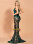 Shop 2021 Green Sexy See Through Lace Appliques Mermaid Prom Dress Under 78