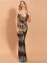 Shop 2021  Sequin Animal Print V Neck Floor Length Prom Dress Under 79