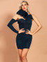 Shop 2021 Blue One Shoulder Long Sleeve Short Mini Prom Dress Under 69