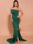 Green One Shoulder Spandex Mermaid Prom Dress