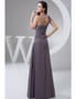 One-shoulder Grape Chiffon Mother of the Bride Dress