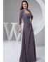 One-shoulder Grape Chiffon Mother of the Bride Dress