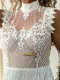 High Neck Lace Appliques Sexy Fringe Mesh Romper Prom Dress