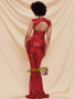 Shop 2021 Red Scoop Cut Out Back Sequin Mermaid Prom Dress Under 79