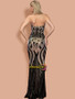 Gold Strapless Split Thigh Geo Sequin Tube Bodycon Prom Dress