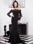 Shop 2021 Black Off The Shoulder Lace Sleeve Mermaid Prom Dress Under 59