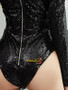Black Zip Back Cut Out Sequin Bodysuit Prom Dress