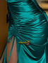 Shop 2021 Ruched Drawstring Knot Green Thigh Satin Sexy Prom Dress With Slit Under69