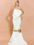  Exaggerated Ruffle Fishtail Hem Tube Spandex White Prom Dress