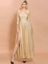 Shop 2021 Off Shoulder Split Thigh Glitter Long Sleeve Gold Prom Dress Under 79
