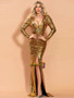 Shop 2021 Gold Long Sleeve Plunging Neck Split Thigh Sequin Prom Dress Under 75