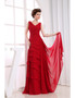 Red A-line V-neck Long Chiffon Mother Of The Bride Dress