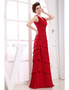Red A-line V-neck Long Chiffon Mother Of The Bride Dress