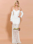 Shop 2021 White Long Sleeve Cold Shoulder Sequin Mesh Bodycon Prom Dress Under 59