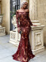 Shop 2021 Long Sleeve Burgundy Sequin Mesh Overlay Bardot Prom Dress Under 73
