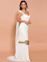 Shop 2021 White Split Thigh Asymmetrical Neck Maxi Prom Dress Under 69
