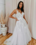 Shop 2021 V Neck Appliques A Line Tulle Romantic Wedding Dress Under 188