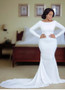 Shop 2021 Spandex White Mermaid Long Sleeves Bridal Wedding Dress Under 178