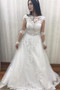 Shop 2021 Long Sleeve Sheer Back Appliques A Line Tulle Wedding Dress Under 289