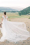 V-neck Lace Cap Sleeve Mermaid Detachable Train Wedding Dress 