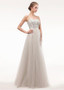 Tulle Spaghetti Straps Beading Grey  A-line Prom Dress