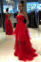 Shop 2021 Sweetheart Tulle High Low Ruched Red Prom Dress Under 139