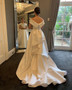 Off The Shoulder Satin Ruffles Train A Line Wedding Dress