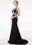 Halter Beadings  Black Mermaid Evening Dress