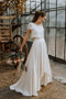Shop 2021 Lace High Low Short Sleeve Chiffon Two Piece Wedding Dress Under 168