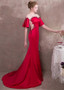 Acetate Satin Jewel Beadings Mermaid Evening Dress