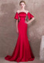 Acetate Satin Jewel Beadings Mermaid Evening Dress