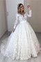 Get A Line Long Sleeve Lace V Neck Sheer Back Wedding Dress Under 288